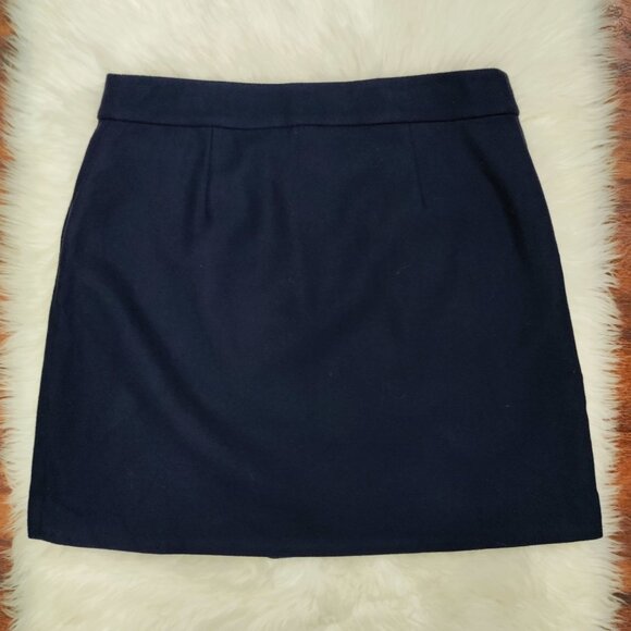 Boden Navy Blue Wool Blend Preppy Button Front  Eloise Wrap Mini Skirt Size 10 - Picture 5 of 13
